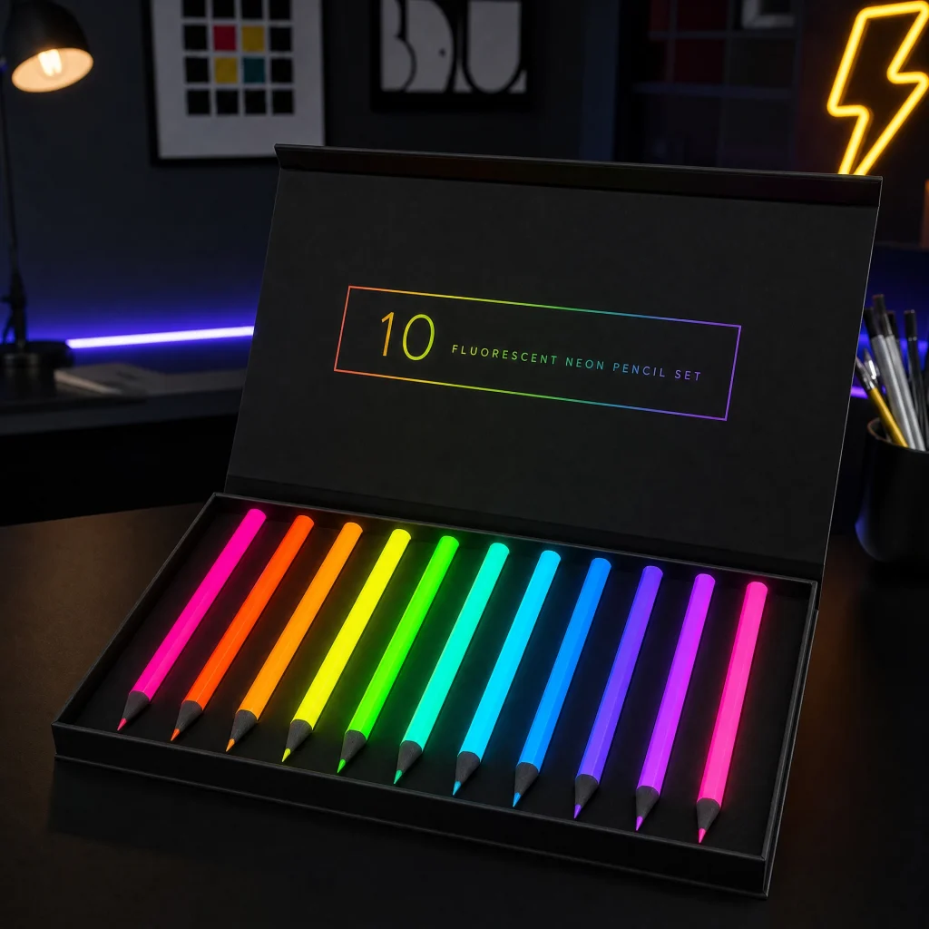 Fluorescent Neon Pencil Set 10 Colors
