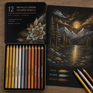 Metallic Sheen Colored Pencil Set 12 Pack