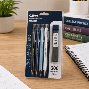 Mechanical Pencil Set 0.5mm 4 Pack 200 Leads