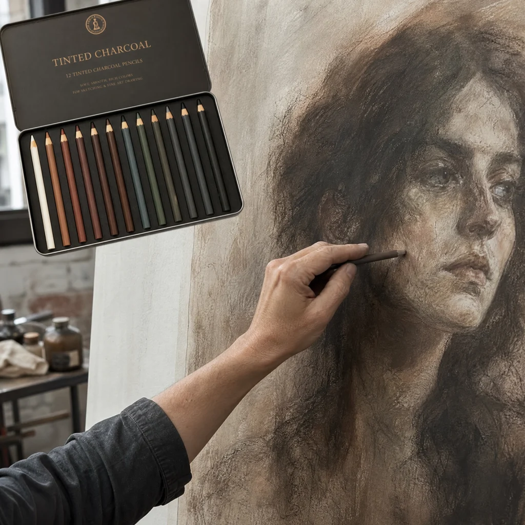 Tinted Charcoal Pencil Set 12 Colors
