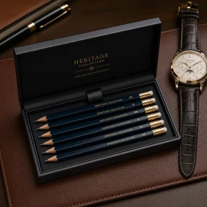 Executive Pencil Set Lacquered Wood 6 Pack